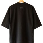 Hotel Errors Patch Heavyweight Tee in Black back view showing heavyweight fabric and rear design