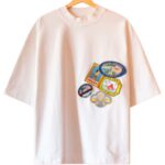Hotel Errors Patch Heavyweight Tee in White front view showing patch design and heavyweight fabric