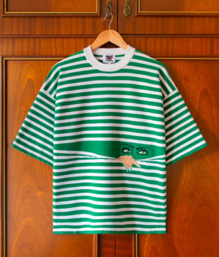 KNITTED PEEPING TEE IN GREEN