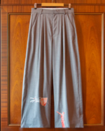 PLEATED WOOL KITE TROUSERS IN GREY