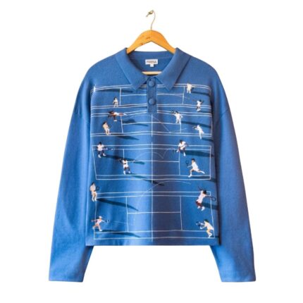 Fine Knit Tennis Sweater - Asphalt front view showing fine knit design