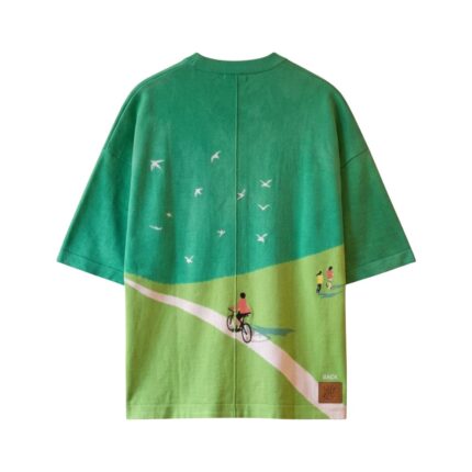 Knitted Cotton Bike Ride Tee back view showing cotton knit fabric and fit