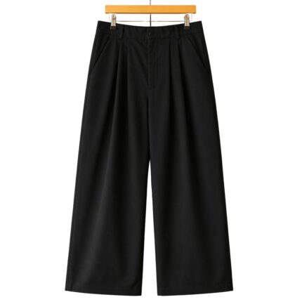 CROWN TROUSERS IN BLACK front view with tailored fit