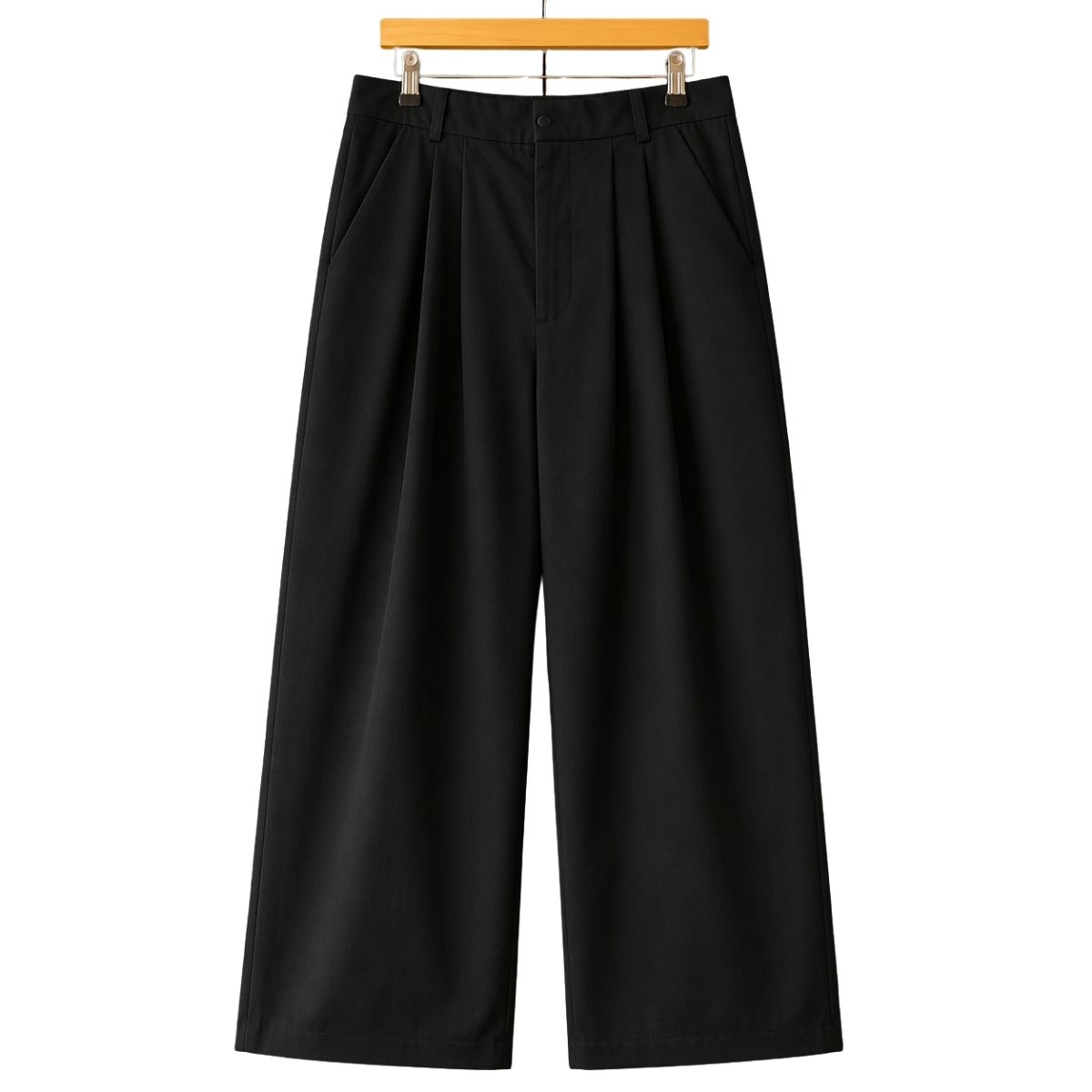 CROWN TROUSERS IN BLACK Front CROWN TROUSERS IN BLACK front view with tailored fit