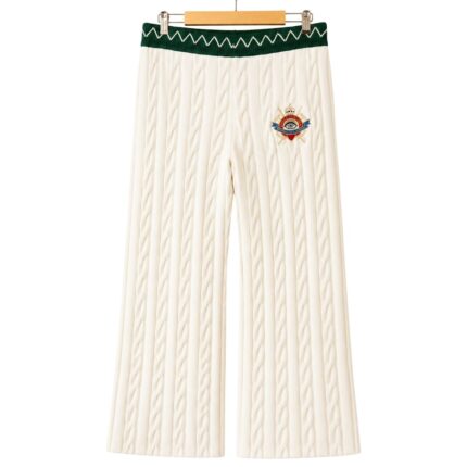 Cotton Cable Knit Lounge Trousers back view with relaxed fit