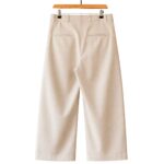 Pleated Wool Flock Trousers in Cream back view