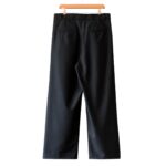 Pleated Wool Kite Trousers in Black Back View