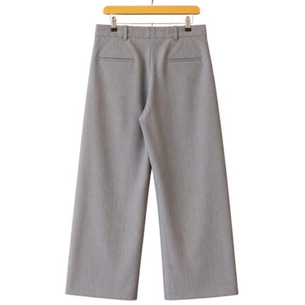 Pleated Wool Kite Trousers in Grey back view with tailored finish