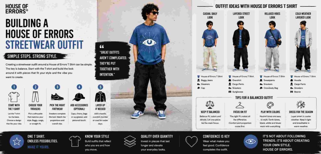 House of Errors T Shirt: Complete Guide to Style, Fit & Streetwear 11 Building a House of Errors Streetwear Outfit
