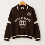 Men's Oversized Varsity Sweatshirt Brown front view