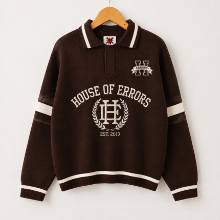 Men's Oversized Varsity Sweatshirt Brown front view