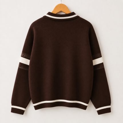 Men's Oversized Varsity Sweatshirt Brown back view