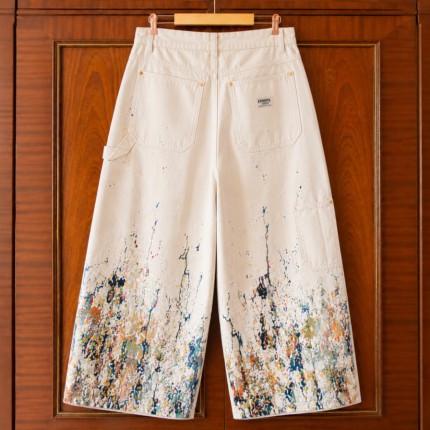 Men's Cream Carpenter Jeans back view with utility pockets