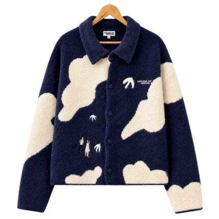 Cloud Sherpa Jacket – Navy & Cream front view