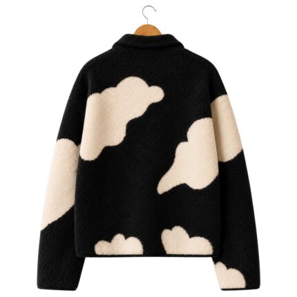 Cloud Sherpa Jacket – Black & Cream back view