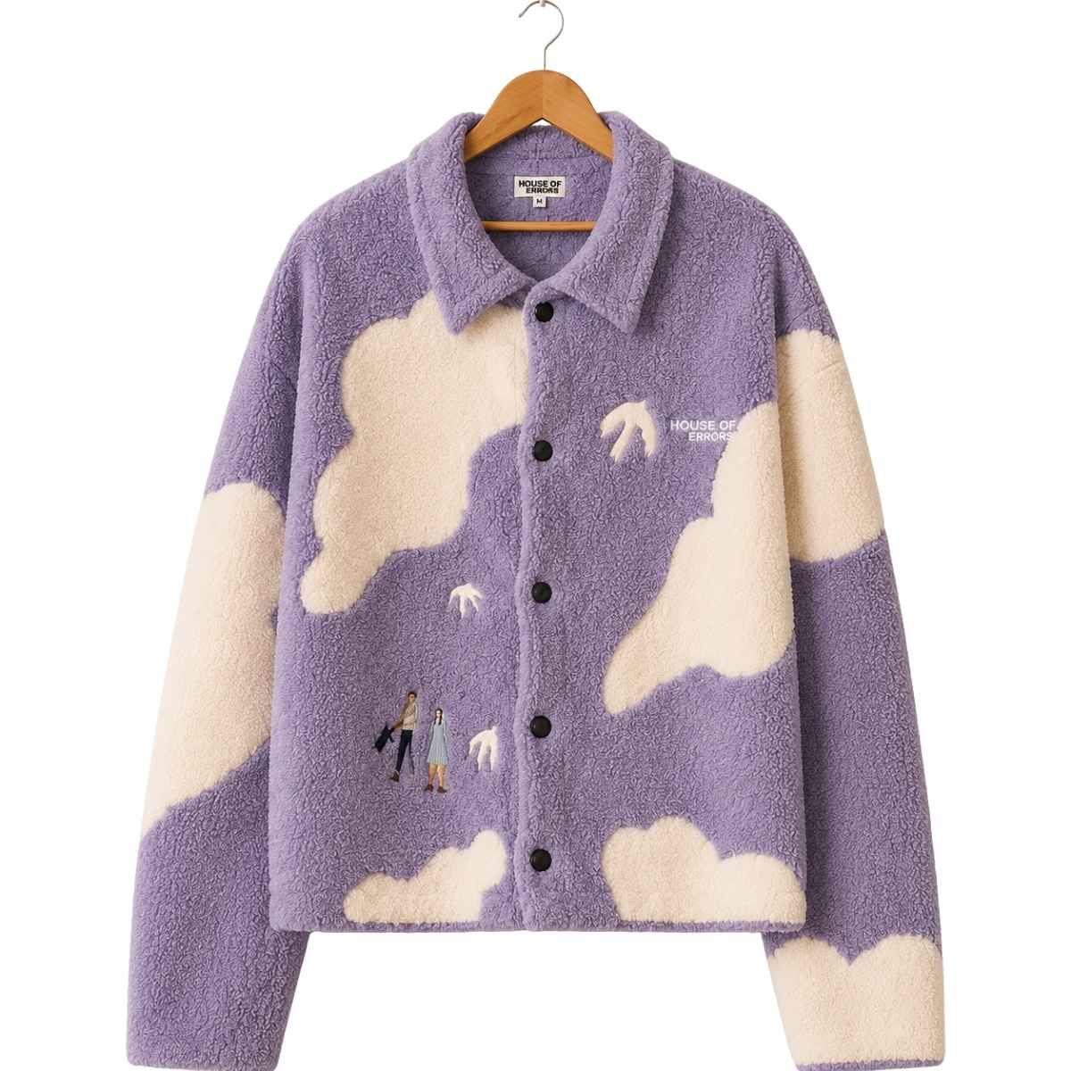 Front view of the Dream Cloud Sherpa Jacket – Lavender. Dream Cloud Sherpa Jacket – Lavender Front View