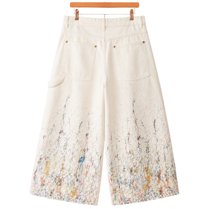 ERRAPS Cream Jeans back view with wide leg design