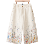 ERRAPS Cream Jeans front view with wide leg fit