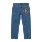 Eye Back Embroidered Denim Jeans back view with eye embroidery