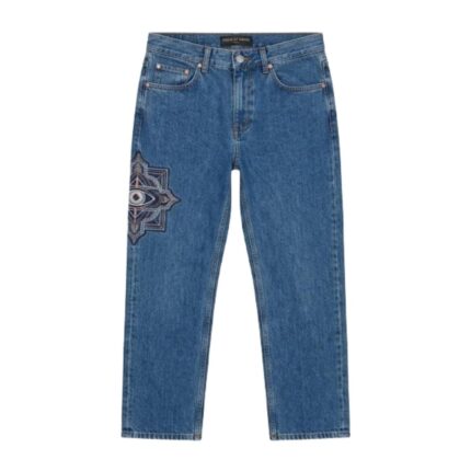 Eye Back Embroidered Denim Jeans front view