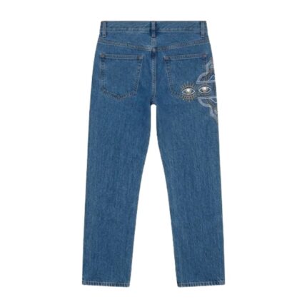 Eye Embroidered Denim Jeans back view