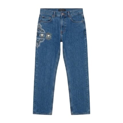 Eye Embroidered Denim Jeans front