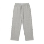 Men's Light Grey Knit Trousers front view showing knitted texture and fit
