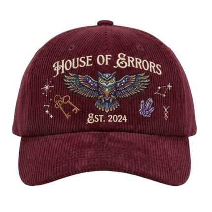House Of Errors Owl Corduroy Cap Burgundy