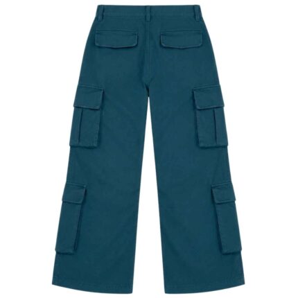 House Of Errors Teal Blue Cargo Trousers back view showing design and fit