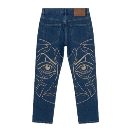 House of Errors Deep Wash Graphic Jeans back view showing denim wash and design details