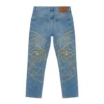 House of Errors Eye Embroidery Denim Jeans back view with denim design details