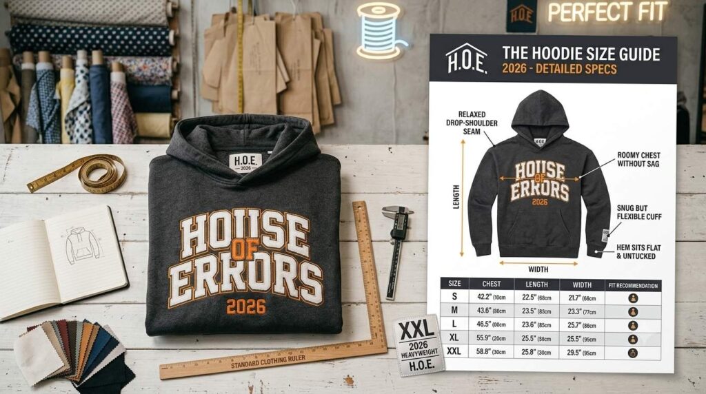 House of Errors Hoodie Size Guide 1