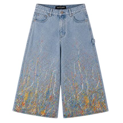 House of Errors Light Blue Paint Jeans front view