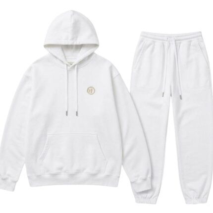 White Essential Oversized Tracksuit front view