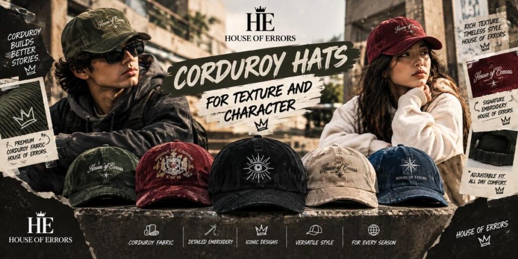 Corduroy hats for texture and character by House of Error