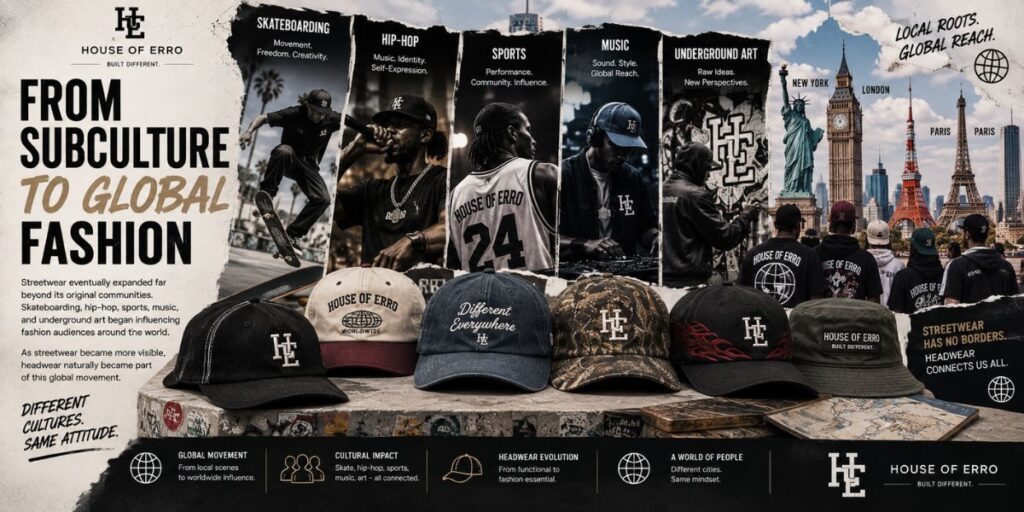 The Evolution of Streetwear Headwear: From Function to Fashion 6 Streetwear headwear evolving from underground subculture to global fashion