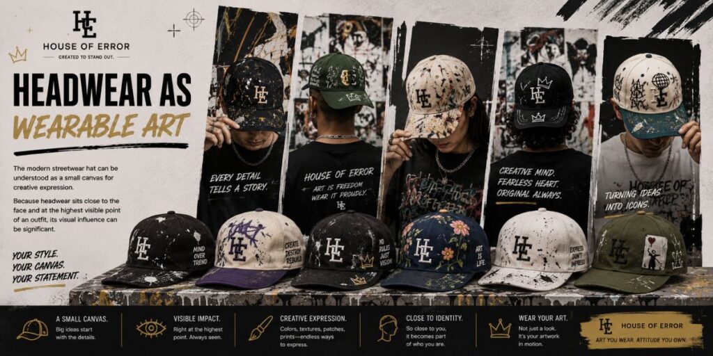The Evolution of Streetwear Headwear: From Function to Fashion 7 Streetwear headwear designed as wearable art with creative and bold details