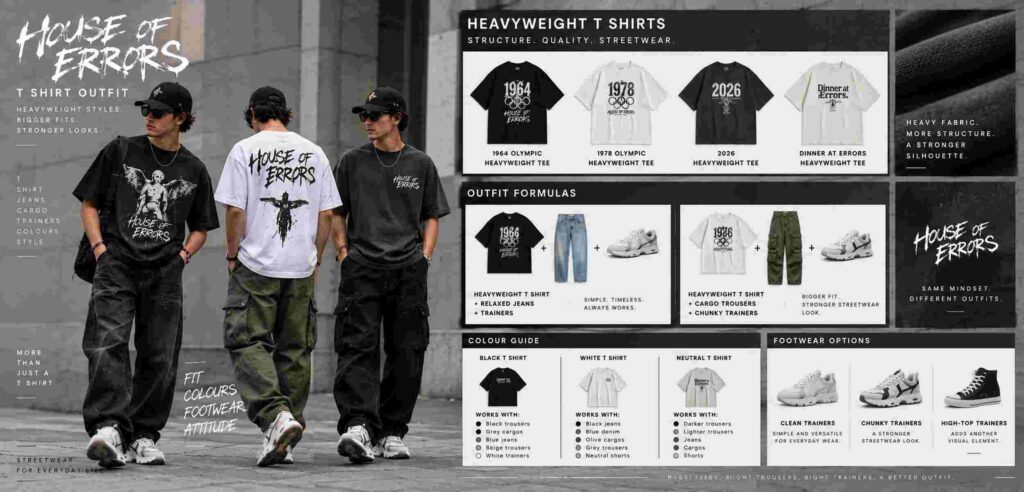 House of Errors T Shirt Outfit: Complete Streetwear Styling Guide 8 House of Errors Heavyweight T Shirt Outfit