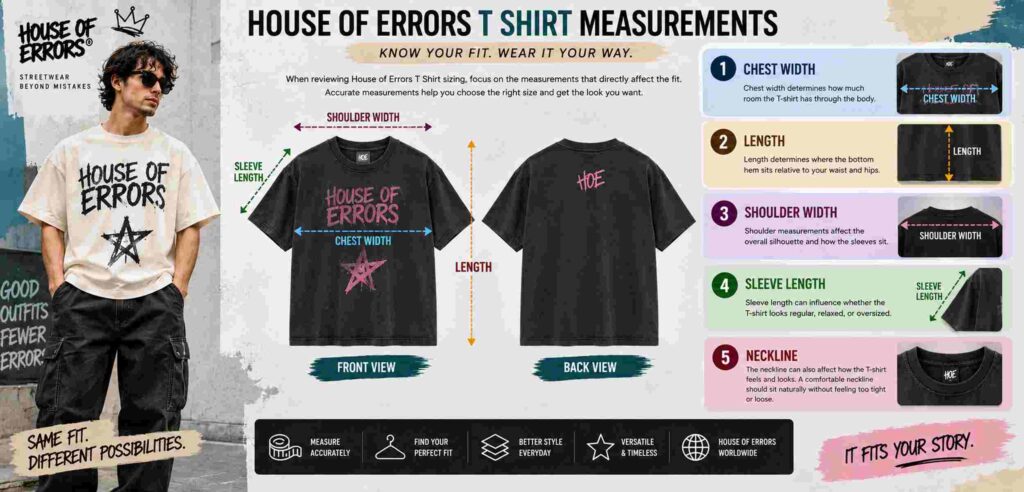 House of Errors T Shirt Measurements