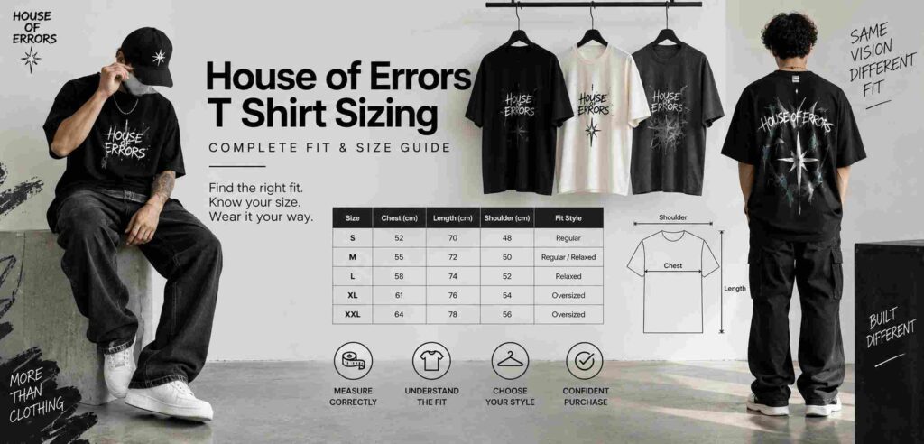 House of Errors T Shirt Sizing 5