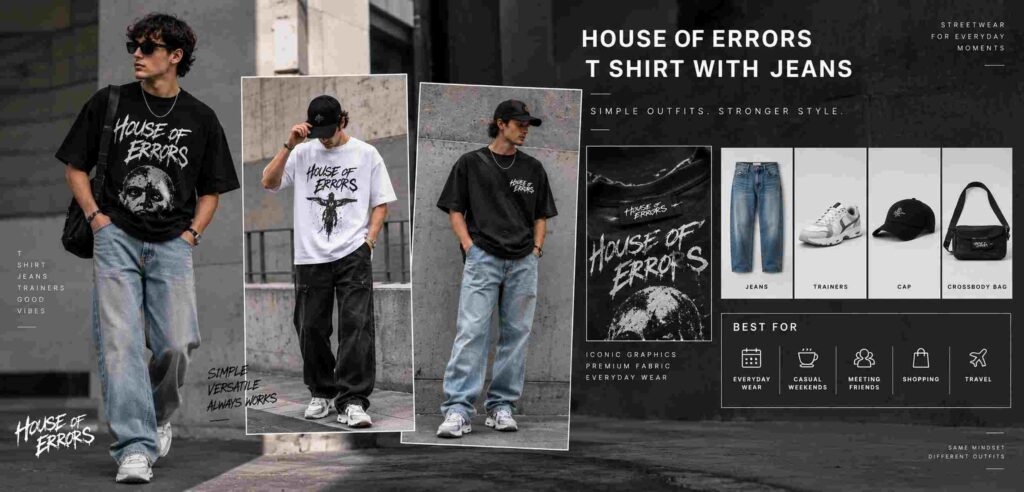 House of Errors T Shirt Outfit: Complete Streetwear Styling Guide 4 House of Errors T Shirt With Jeans