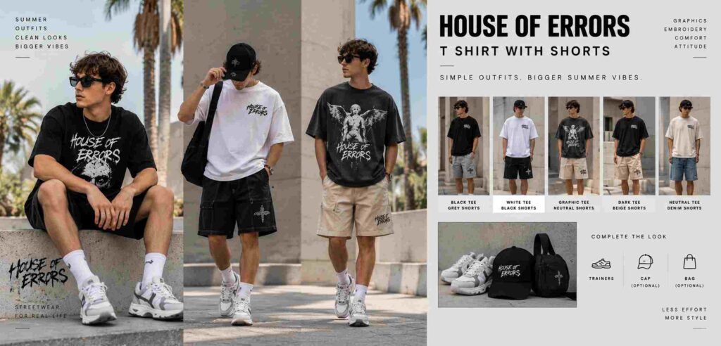House of Errors T Shirt Outfit: Complete Streetwear Styling Guide 6 House of Errors T Shirt With Shorts