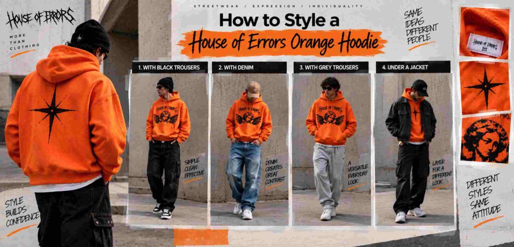 House of Errors Orange Hoodie: Complete Guide to Color, Fit, Fabric and Styling 7 How to Style a House of Errors Orange Hoodie
