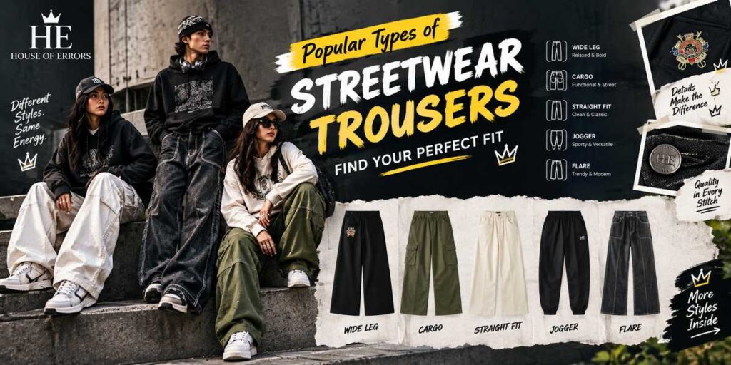 Popular types of streetwear trousers for modern streetwear outfits