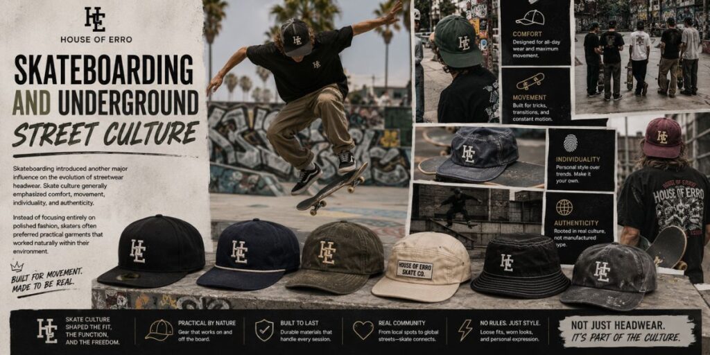 The Evolution of Streetwear Headwear: From Function to Fashion 5 Skateboarding and underground street culture shaping modern streetwear headwear