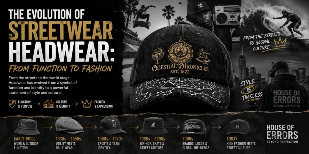 The Ultimate Guide to Streetwear Hats & Headwear Styling 2 Evolution of streetwear headwear from functional caps to modern fashion accessories