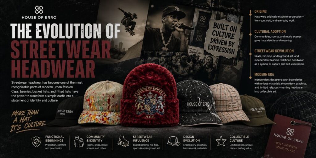 The Evolution of Streetwear Headwear: From Function to Fashion 1 Evolution of streetwear headwear from functional hats to modern fashion styles
